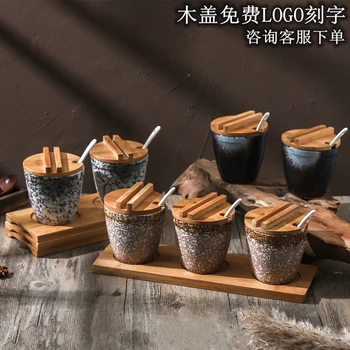  Keraamilised maitse poti komplekt koos lusikaga kate Jaapani retro maitse kasti pudel maitsestamiseks soola potti pipar õli pott