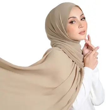  2022 trendikas plisseeritud mull Sifonki crinkle jaoks moslemi naiste Peas, sall hijabs suurrätikud
