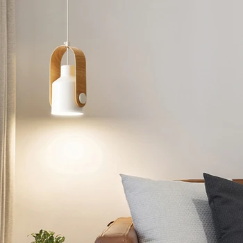  Kaasaegne Minimalistlik Puit Kunsti LED-Lühter elutuba Restoran Lamp E27 Põhjamaade Home Fashion Loominguline Esile Valgustus