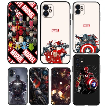  Marvel Avengers superkangelased Apple iPhone 13 12 11 mini 8 7 6S 6 XS-XR-X 5 5S SE 2020 Pro Max Plus Must Pehme Telefoni Puhul